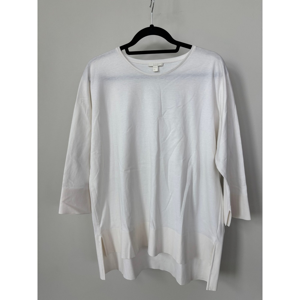 COS Womens‎ White Oversized Tunic Top 3/4 Sleeve Side Slit High Low Size Medium